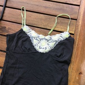 Charcoal Gray Cami, Neon Green and Lace Accents